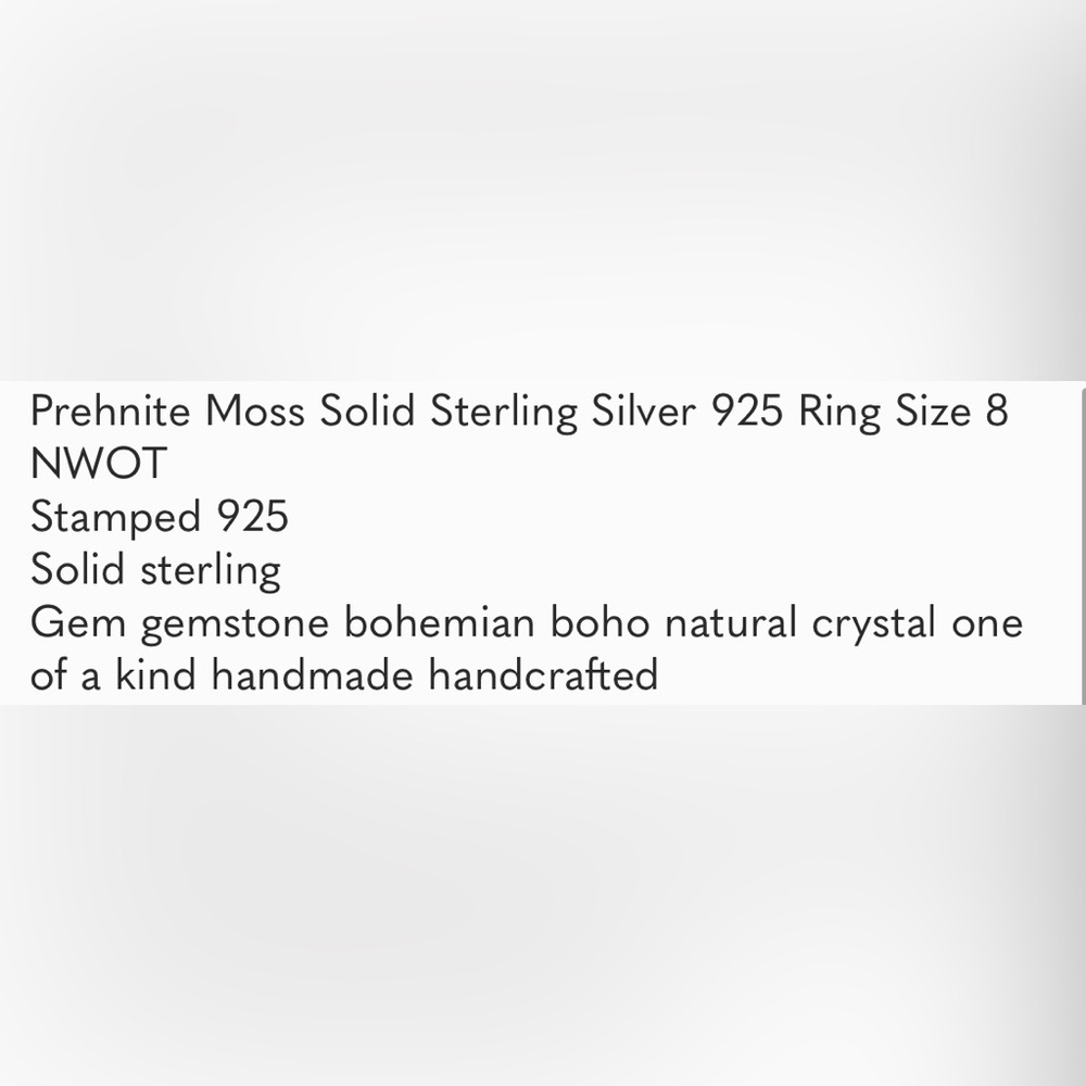 Prehnite Moss Solid Sterling Silver Ring Size 8 - image 6